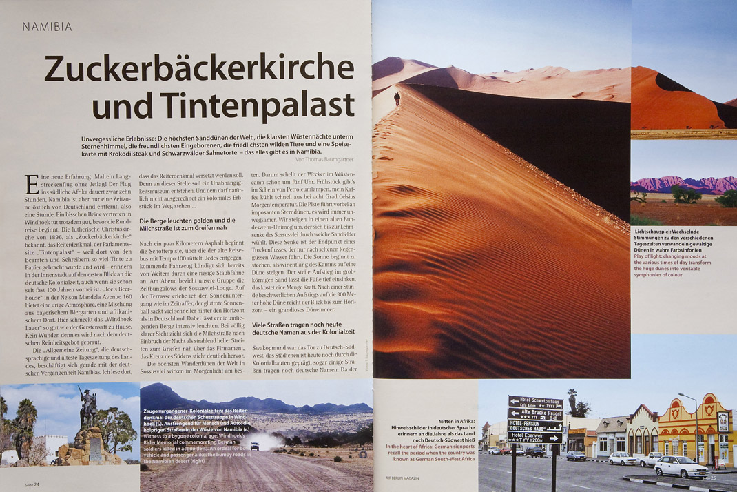 Air Berlin Bordmagazin Reportage Namibia