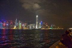 Hongkong Hafen Central nachts